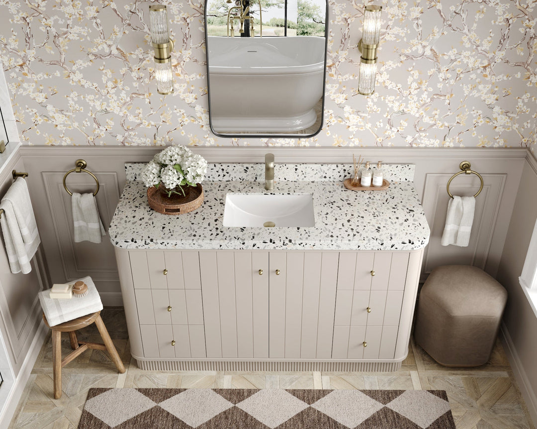 Houston 60 in. W x 22 in. D Free Standing Curved Edge Single Sink Bathroom Vanity - Willow Bath and Vanity