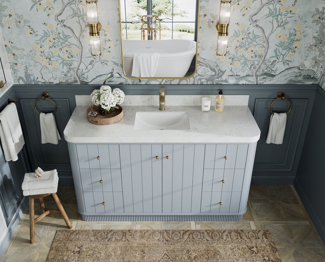 Houston 60 in. W x 22 in. D Free Standing Curved Edge Single Sink Bathroom Vanity - Willow Bath and Vanity