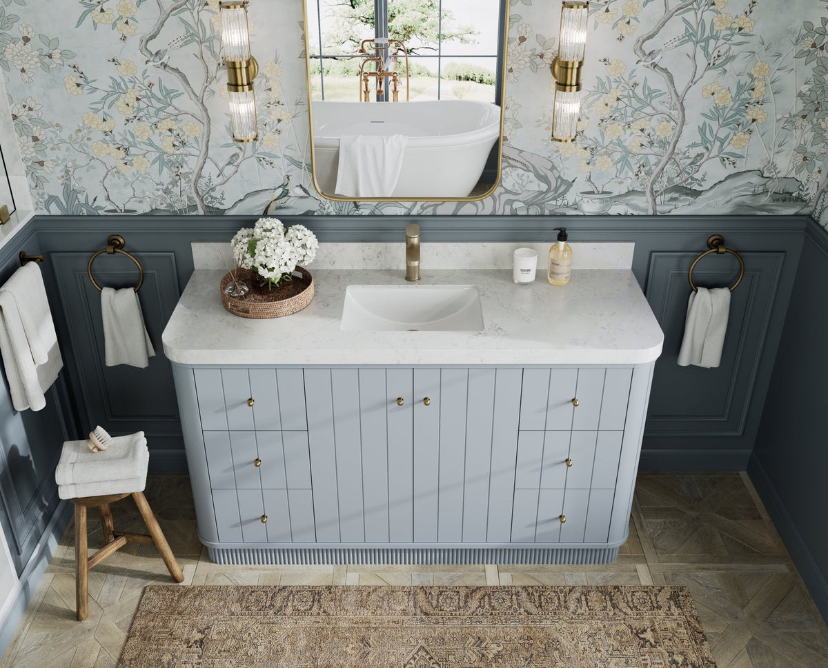 Houston 60 in. W x 22 in. D Free Standing Curved Edge Single Sink Bathroom Vanity - Willow Bath and Vanity