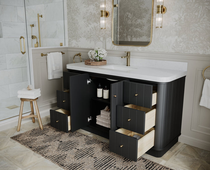 Houston 60 in. W x 22 in. D Free Standing Curved Edge Single Sink Bathroom Vanity - photo 3