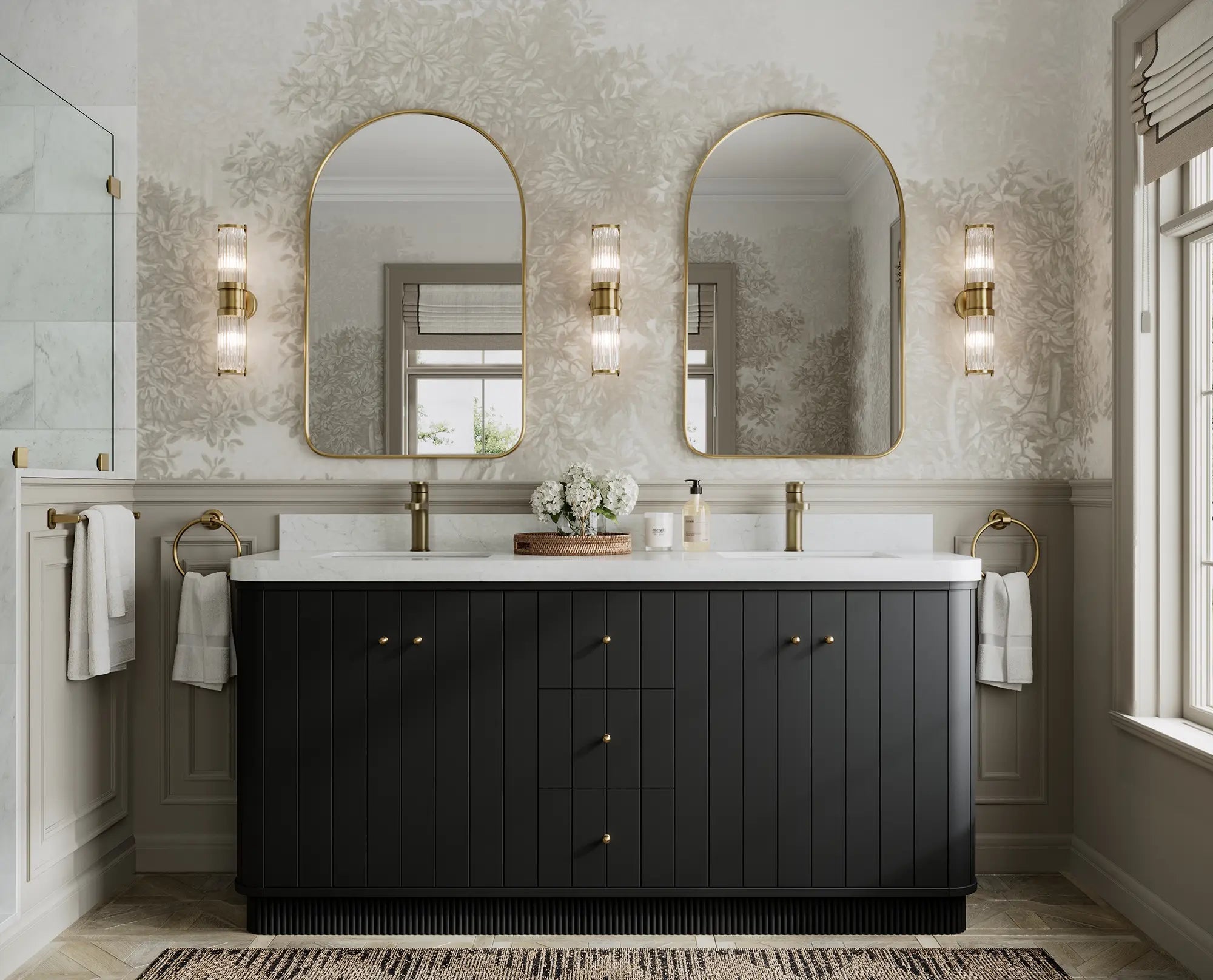Houston 72 in. W x 22 in. D Free Standing Curved Edge Double Sink Bathroom Vanity - Willow Bath and Vanity