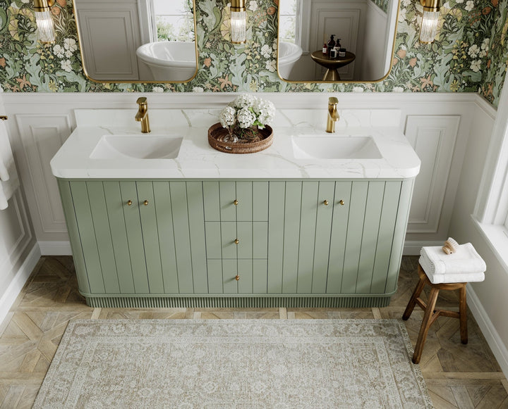 Houston 72 in. W x 22 in. D Free Standing Curved Edge Double Sink Bathroom Vanity - photo 6