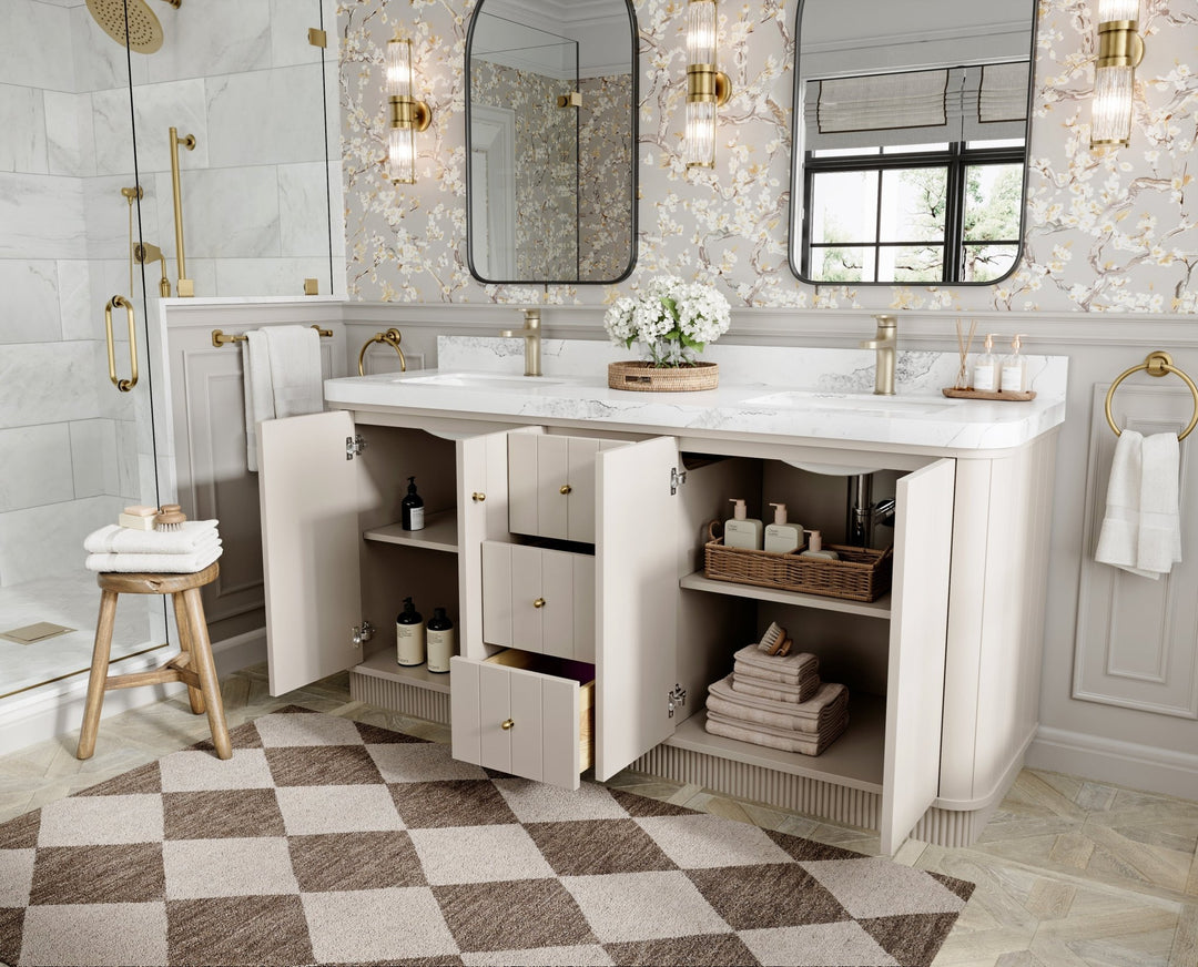 Houston 72 in. W x 22 in. D Free Standing Curved Edge Double Sink Bathroom Vanity - Willow Bath and Vanity