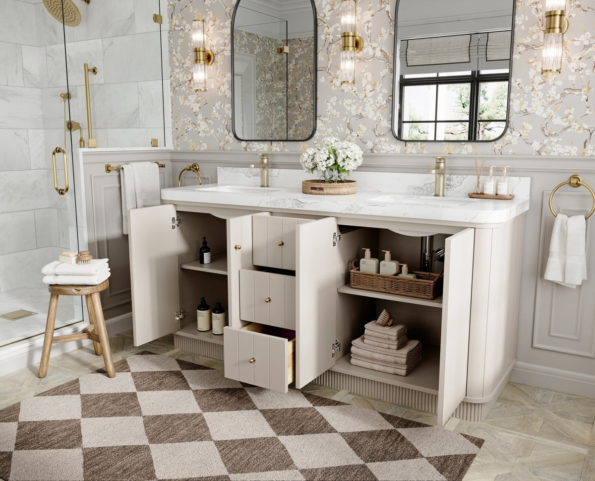 Houston 72 in. W x 22 in. D Free Standing Curved Edge Double Sink Bathroom Vanity - Willow Bath and Vanity