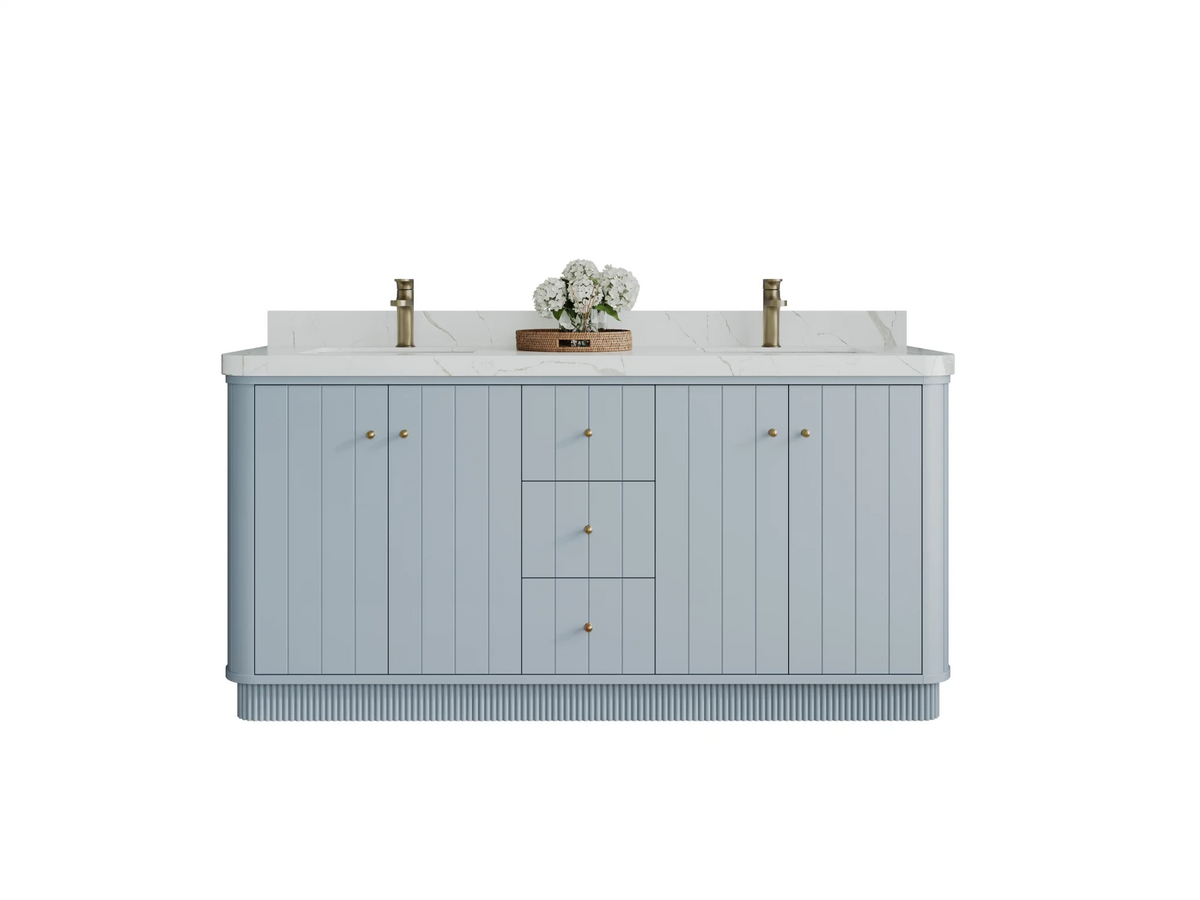 Houston 72 in. W x 22 in. D Free Standing Curved Edge Double Sink Bathroom Vanity - Willow Bath and Vanity