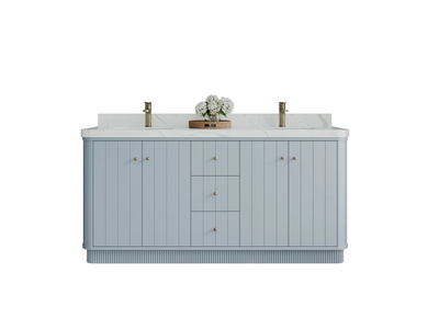 Houston 72 in. W x 22 in. D Free Standing Curved Edge Double Sink Bathroom Vanity - Willow Bath and Vanity
