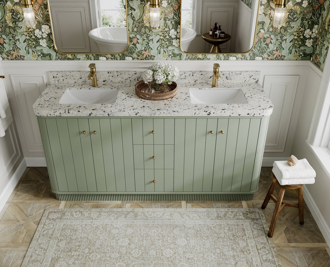 Houston 72 in. W x 22 in. D Free Standing Curved Edge Double Sink Bathroom Vanity - Willow Bath and Vanity