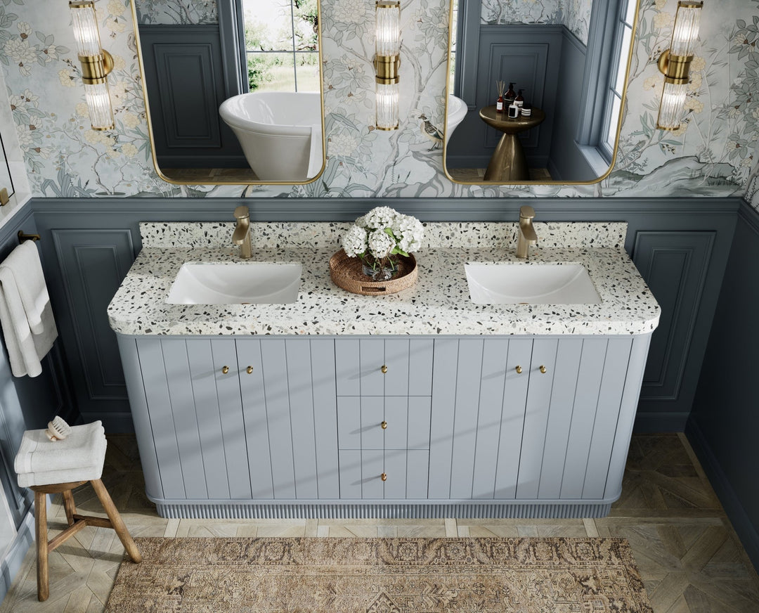 Houston 72 in. W x 22 in. D Free Standing Curved Edge Double Sink Bathroom Vanity - Willow Bath and Vanity