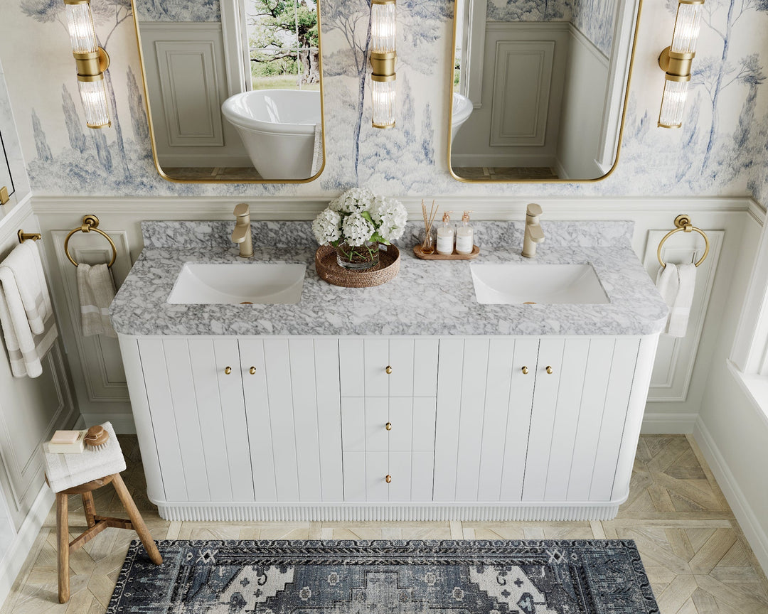 Houston 72 in. W x 22 in. D Free Standing Curved Edge Double Sink Bathroom Vanity - Willow Bath and Vanity