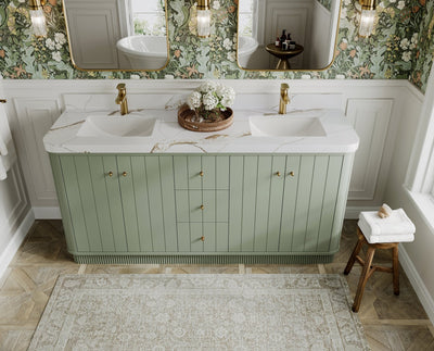 Houston 72 in. W x 22 in. D Free Standing Curved Edge Double Sink Bathroom Vanity - Willow Bath and Vanity