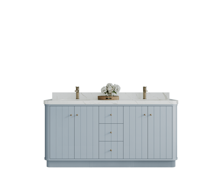 Houston 72 in. W x 22 in. D Free Standing Curved Edge Double Sink Bathroom Vanity - photo 1