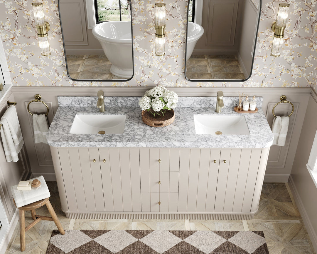 Houston 72 in. W x 22 in. D Free Standing Curved Edge Double Sink Bathroom Vanity - Willow Bath and Vanity