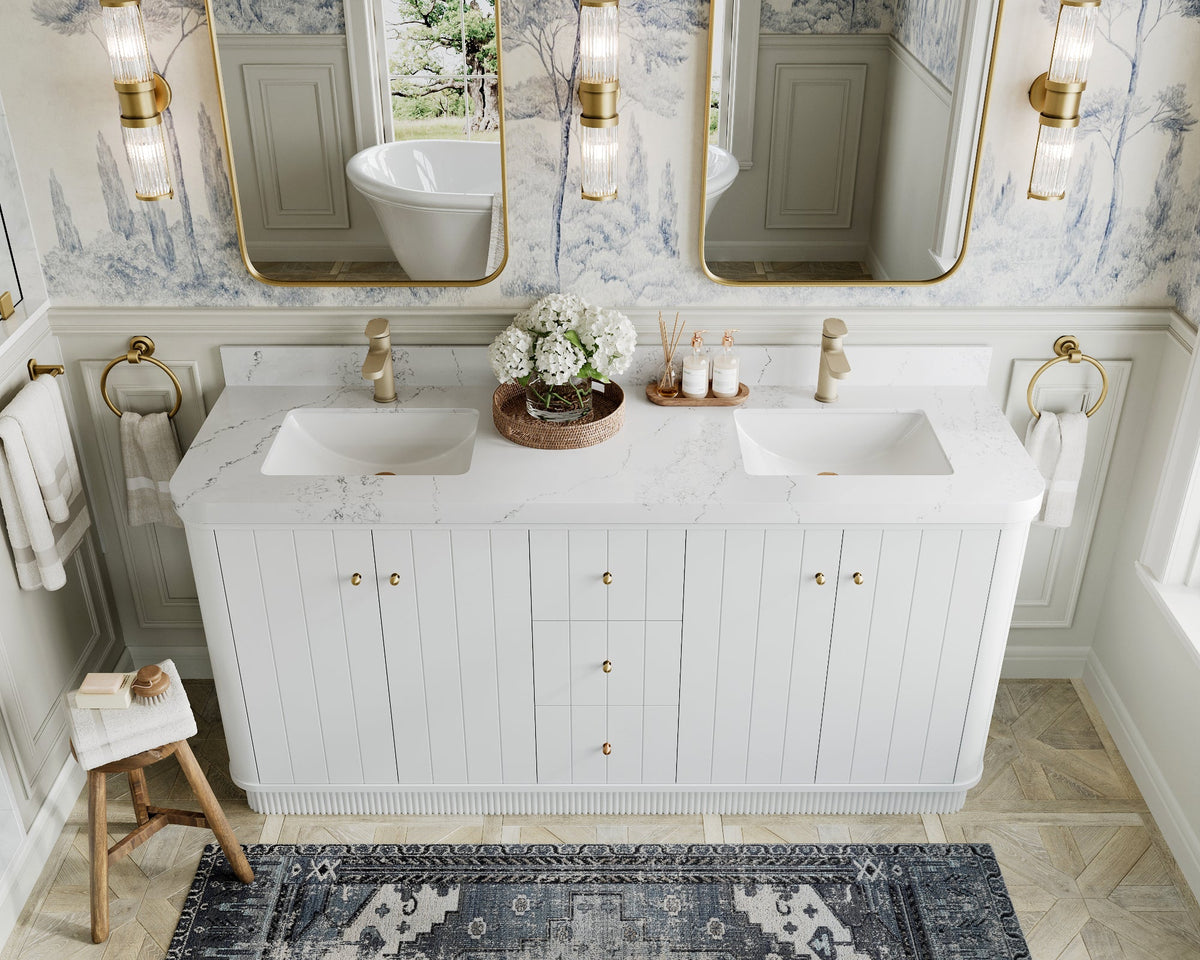 Houston 72 in. W x 22 in. D Free Standing Curved Edge Double Sink Bathroom Vanity - Willow Bath and Vanity