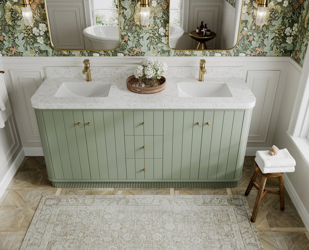 Houston 72 in. W x 22 in. D Free Standing Curved Edge Double Sink Bathroom Vanity - Willow Bath and Vanity