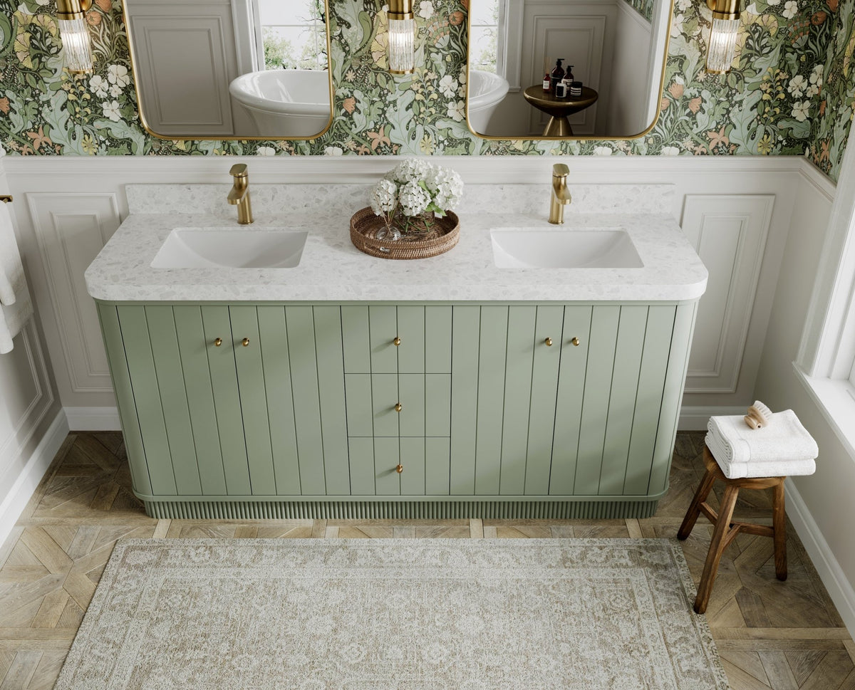 Houston 72 in. W x 22 in. D Free Standing Curved Edge Double Sink Bathroom Vanity - Willow Bath and Vanity