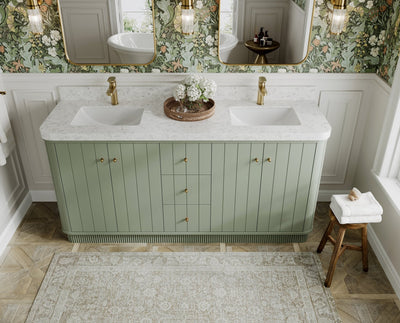 Houston 72 in. W x 22 in. D Free Standing Curved Edge Double Sink Bathroom Vanity - Willow Bath and Vanity