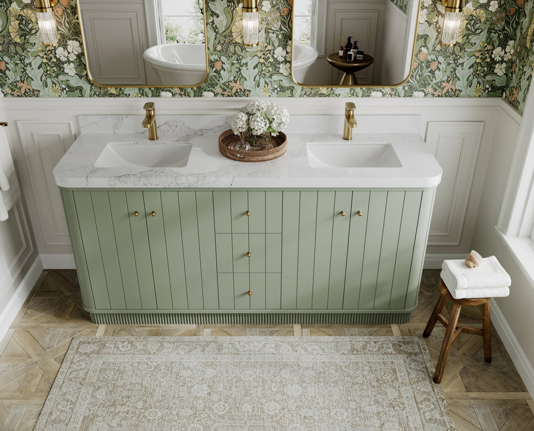 Houston 72 in. W x 22 in. D Free Standing Curved Edge Double Sink Bathroom Vanity - Willow Bath and Vanity