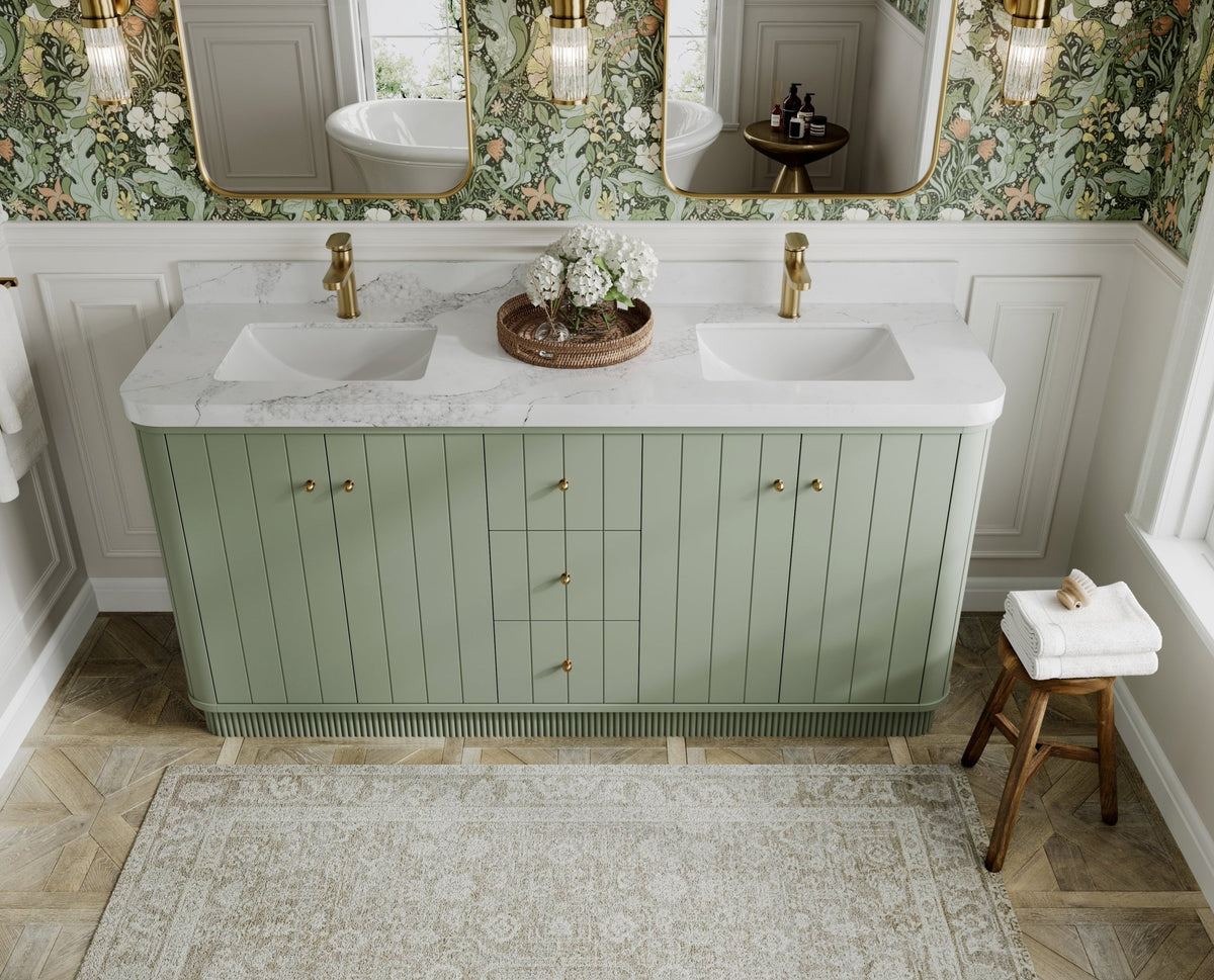 Houston 72 in. W x 22 in. D Free Standing Curved Edge Double Sink Bathroom Vanity - Willow Bath and Vanity