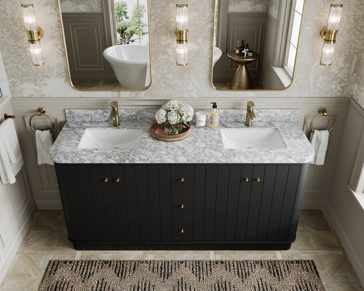 Houston 72 in. W x 22 in. D Free Standing Curved Edge Double Sink Bathroom Vanity - photo 12