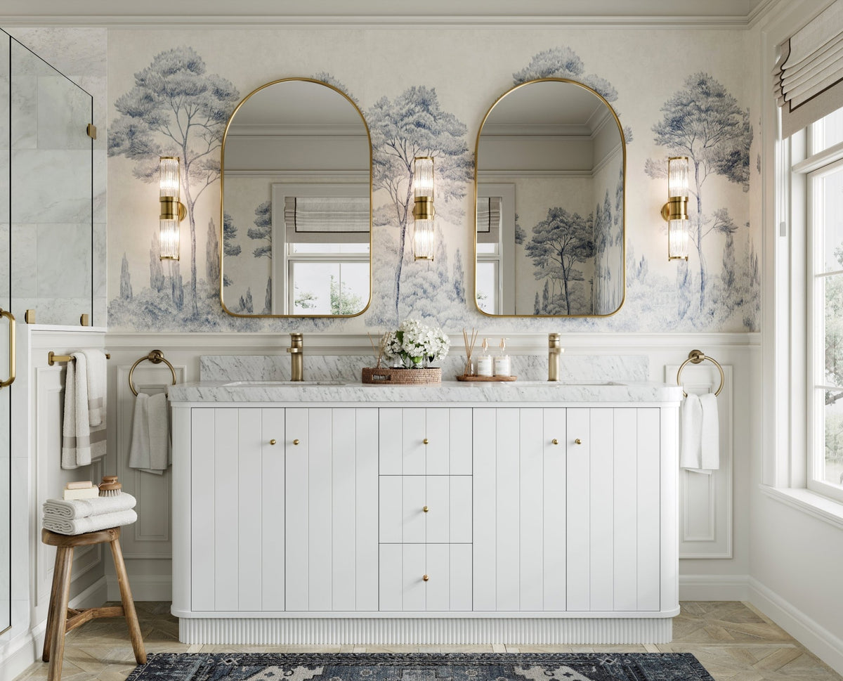 Houston 72 in. W x 22 in. D Free Standing Curved Edge Double Sink Bathroom Vanity - Willow Bath and Vanity