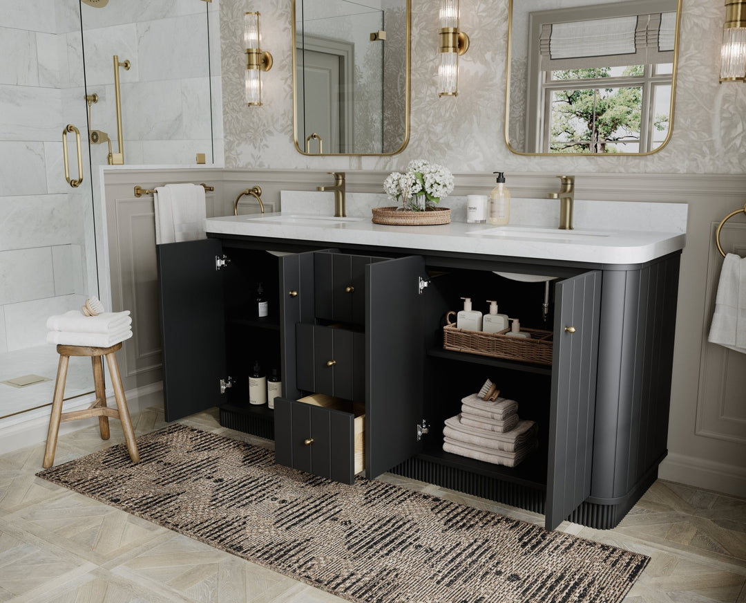Houston 72 in. W x 22 in. D Free Standing Curved Edge Double Sink Bathroom Vanity - Willow Bath and Vanity