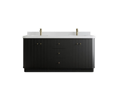 Houston 72 in. W x 22 in. D Free Standing Curved Edge Double Sink Bathroom Vanity - Willow Bath and Vanity