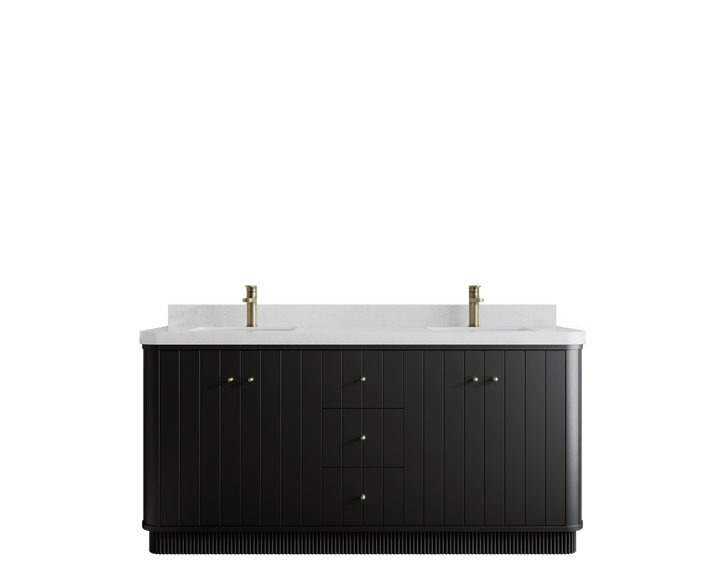 Houston 72 in. W x 22 in. D Free Standing Curved Edge Double Sink Bathroom Vanity - photo 1