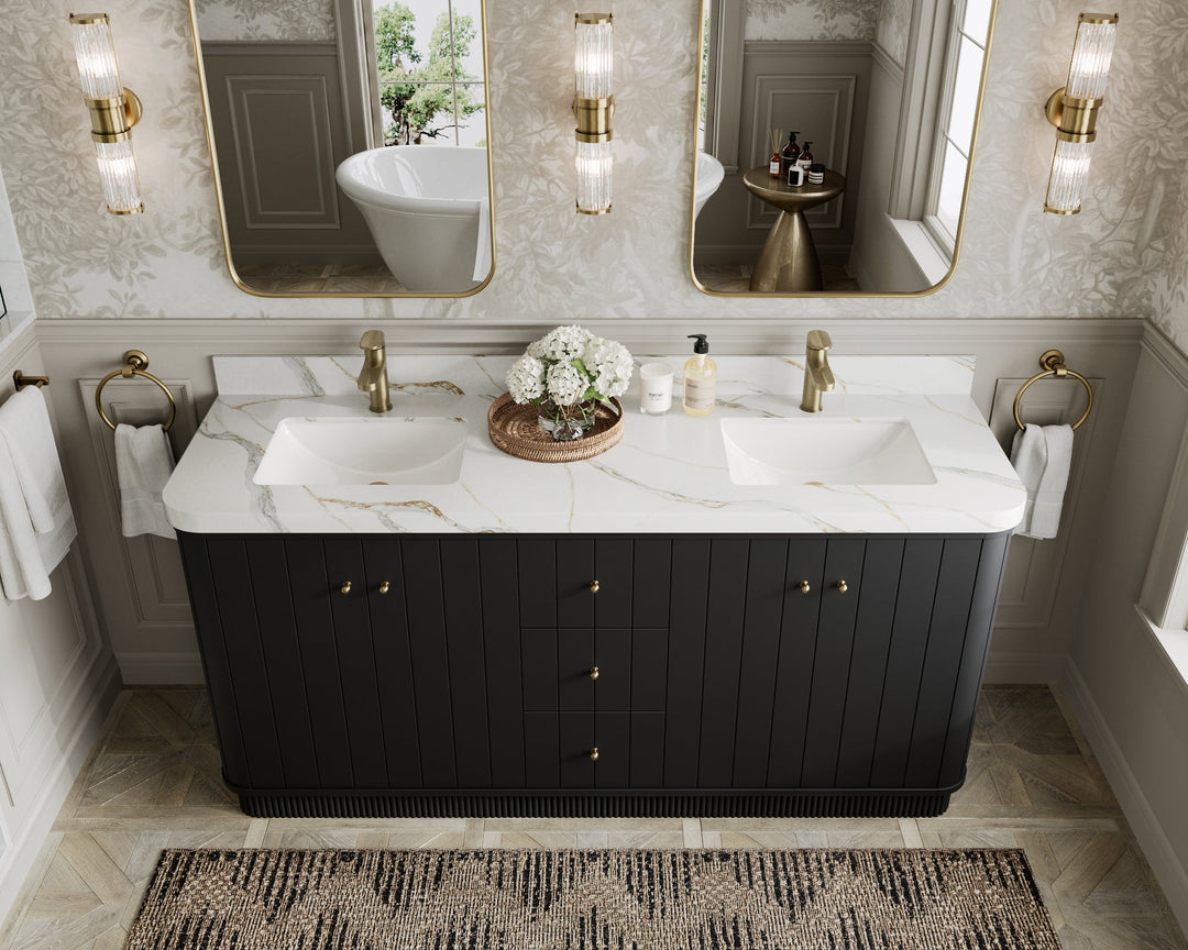 Houston 72 in. W x 22 in. D Free Standing Curved Edge Double Sink Bathroom Vanity - Willow Bath and Vanity