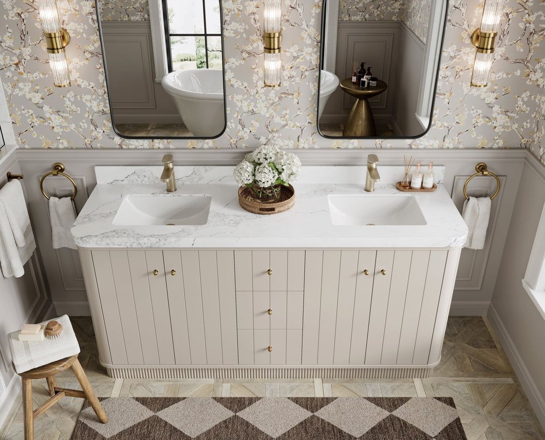 Houston 72 in. W x 22 in. D Free Standing Curved Edge Double Sink Bathroom Vanity - Willow Bath and Vanity