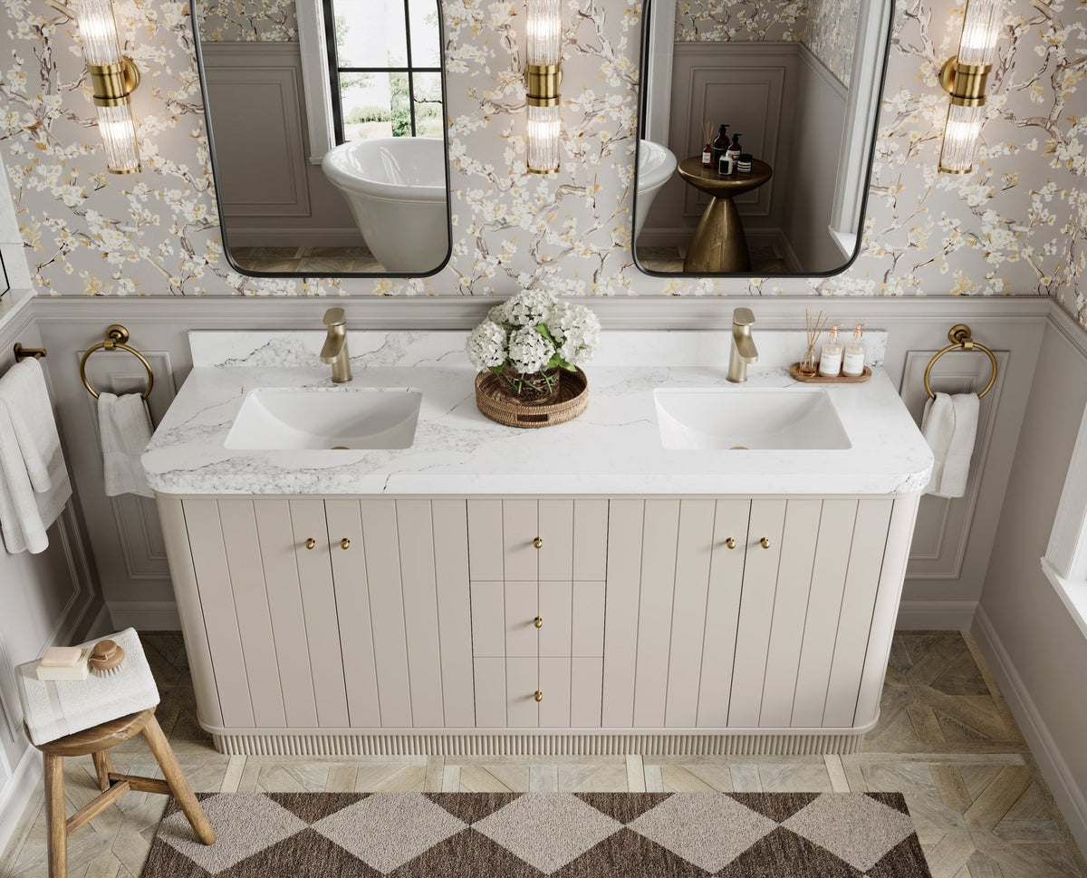 Houston 72 in. W x 22 in. D Free Standing Curved Edge Double Sink Bathroom Vanity - Willow Bath and Vanity
