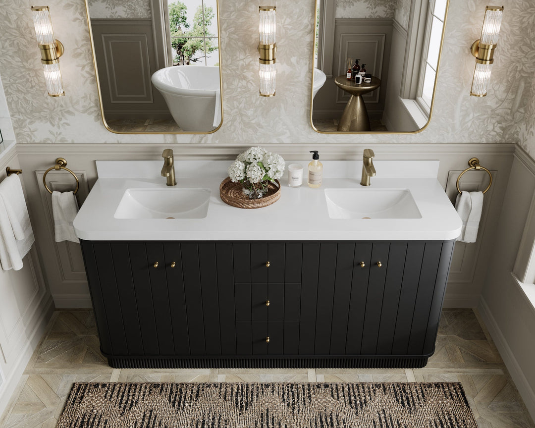 Houston 72 in. W x 22 in. D Free Standing Curved Edge Double Sink Bathroom Vanity - Willow Bath and Vanity