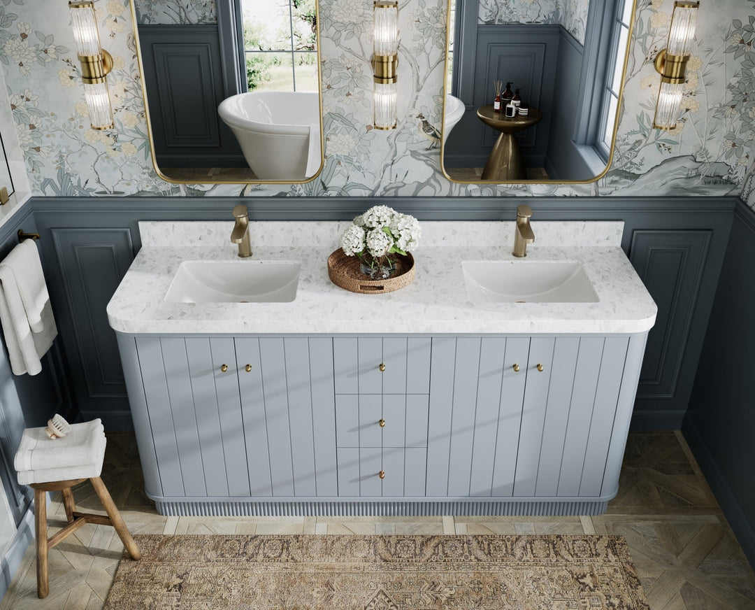 Houston 72 in. W x 22 in. D Free Standing Curved Edge Double Sink Bathroom Vanity - Willow Bath and Vanity