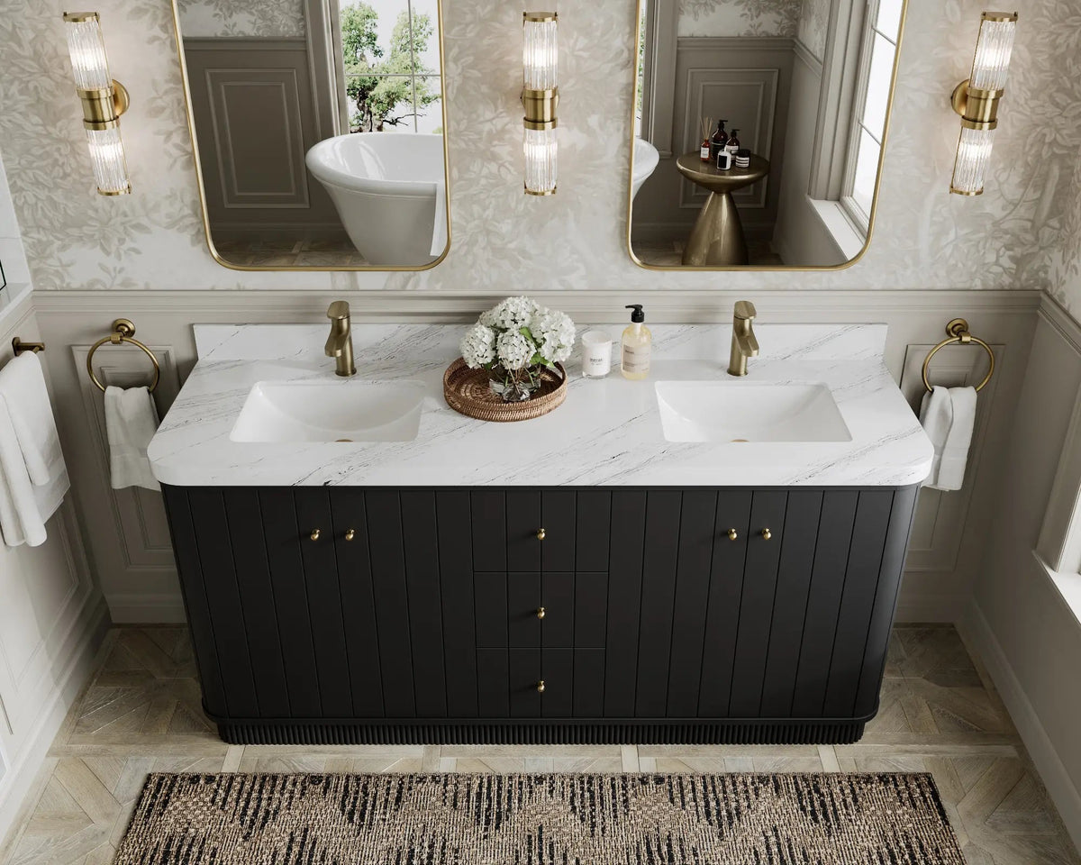 Houston 72 in. W x 22 in. D Free Standing Curved Edge Double Sink Bathroom Vanity - Willow Bath and Vanity