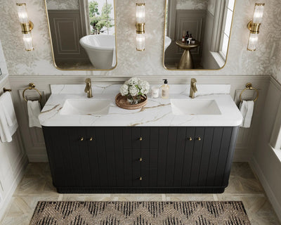 Houston 72 in. W x 22 in. D Free Standing Curved Edge Double Sink Bathroom Vanity - Willow Bath and Vanity