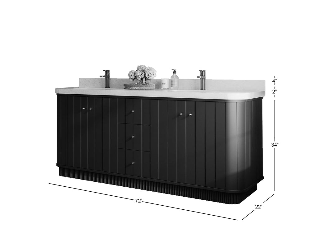 Houston 72 in. W x 22 in. D Free Standing Curved Edge Double Sink Bathroom Vanity - Willow Bath and Vanity