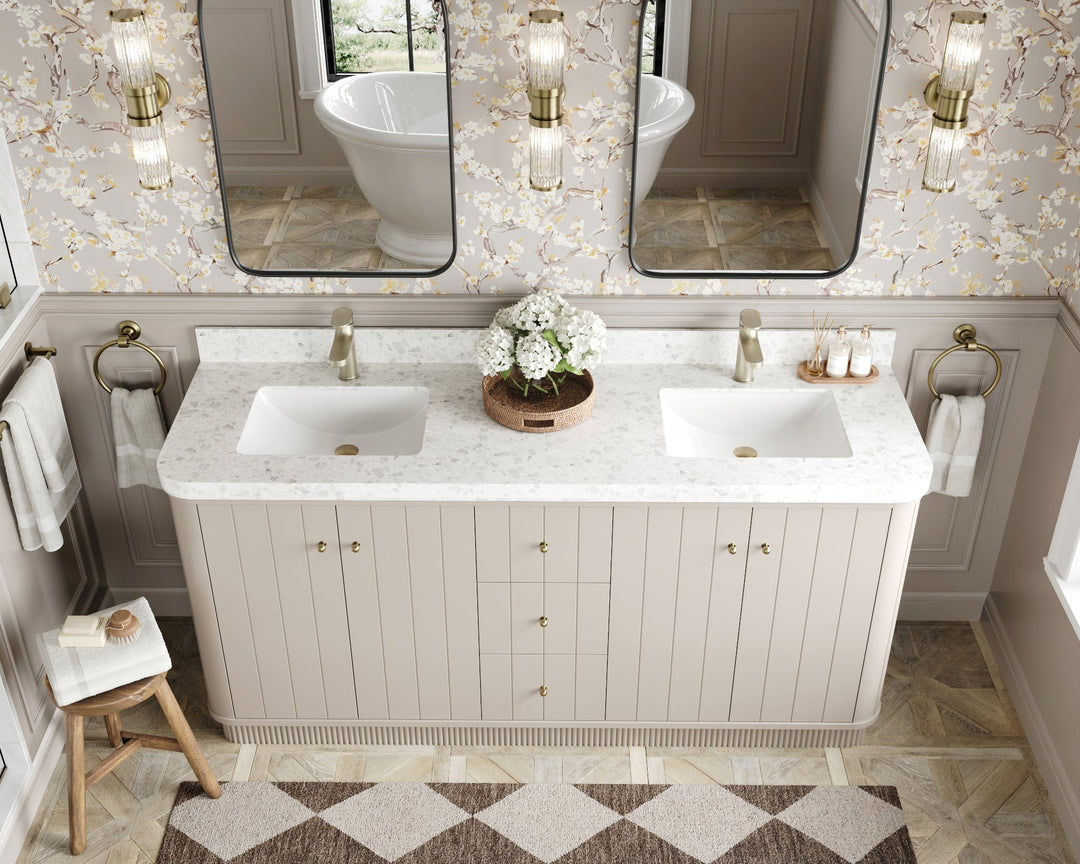 Houston 72 in. W x 22 in. D Free Standing Curved Edge Double Sink Bathroom Vanity - Willow Bath and Vanity