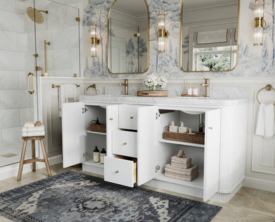 Houston 72 in. W x 22 in. D Free Standing Curved Edge Double Sink Bathroom Vanity - Willow Bath and Vanity