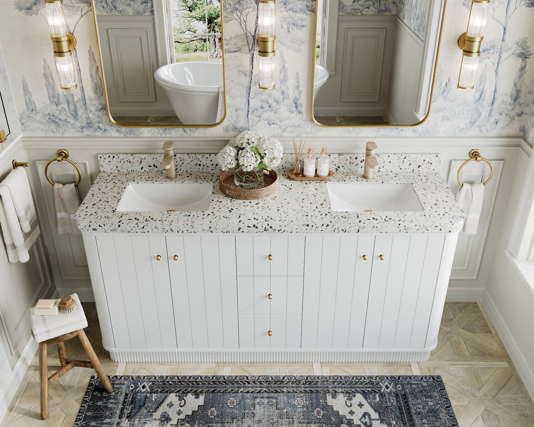 Houston 72 in. W x 22 in. D Free Standing Curved Edge Double Sink Bathroom Vanity - Willow Bath and Vanity