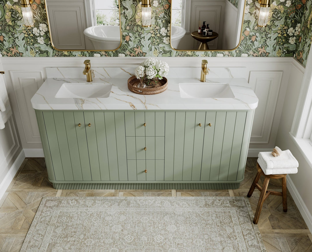 Houston 72 in. W x 22 in. D Free Standing Curved Edge Double Sink Bathroom Vanity - Willow Bath and Vanity