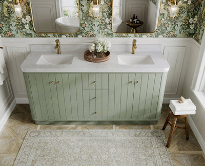 Houston 72 in. W x 22 in. D Free Standing Curved Edge Double Sink Bathroom Vanity - Willow Bath and Vanity