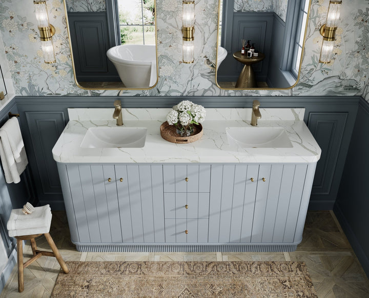 Houston 72 in. W x 22 in. D Free Standing Curved Edge Double Sink Bathroom Vanity - photo 5