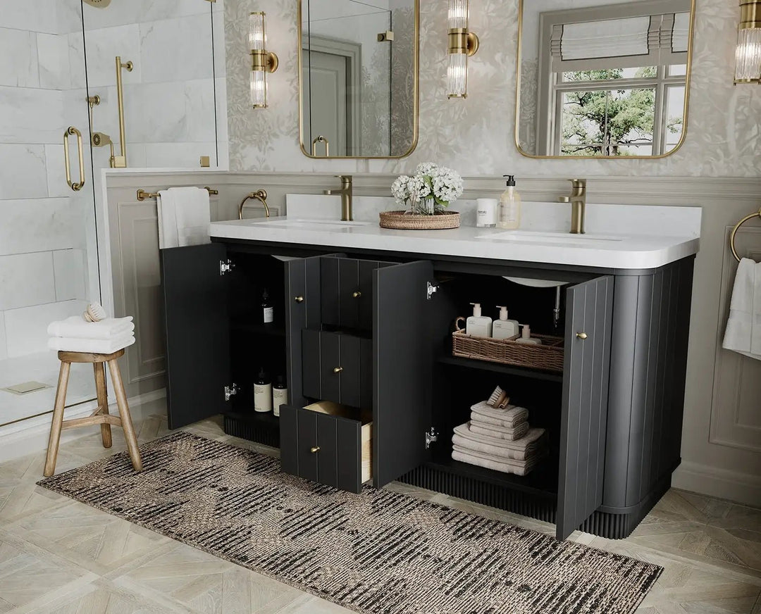 Houston 72 in. W x 22 in. D Free Standing Curved Edge Double Sink Bathroom Vanity | 
              
                Black
                
                  
             - HOU_BLK_CARM_72D - photo №3