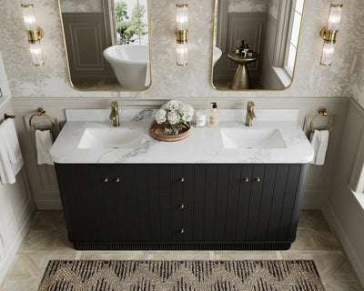 Houston 72 in. W x 22 in. D Free Standing Curved Edge Double Sink Bathroom Vanity - Willow Bath and Vanity