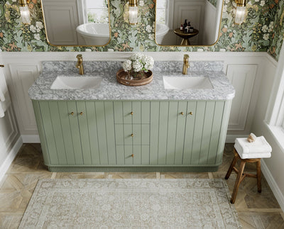 Houston 72 in. W x 22 in. D Free Standing Curved Edge Double Sink Bathroom Vanity - Willow Bath and Vanity