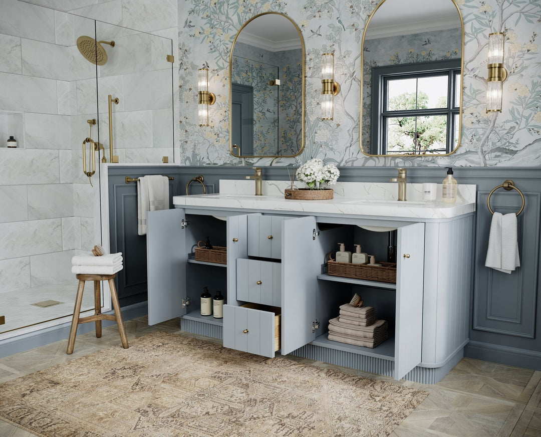 Houston 72 in. W x 22 in. D Free Standing Curved Edge Double Sink Bathroom Vanity - Willow Bath and Vanity