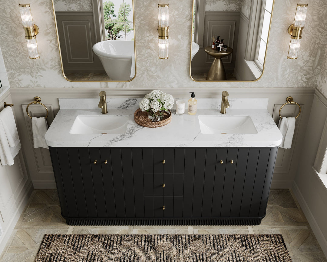 Houston 72 in. W x 22 in. D Free Standing Curved Edge Double Sink Bathroom Vanity - Willow Bath and Vanity