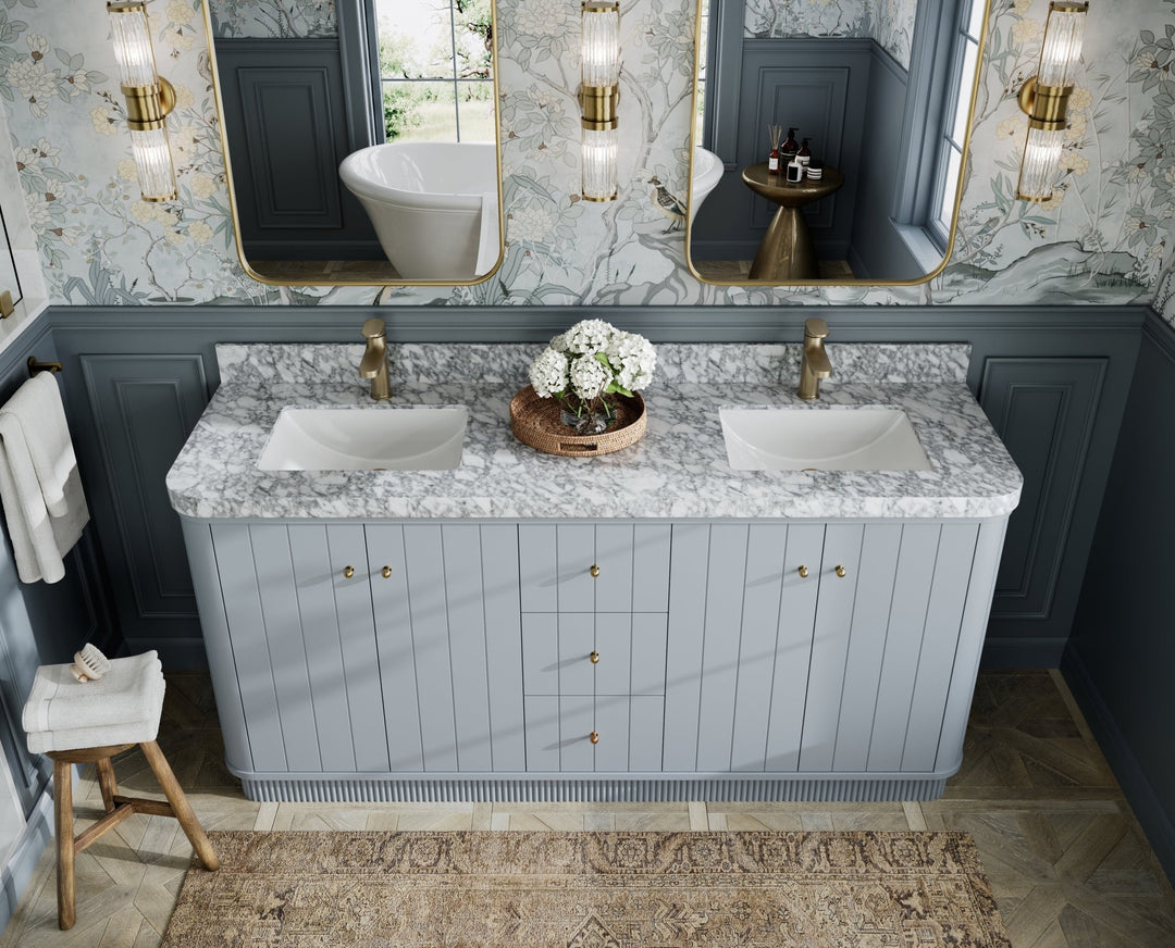 Houston 72 in. W x 22 in. D Free Standing Curved Edge Double Sink Bathroom Vanity - Willow Bath and Vanity