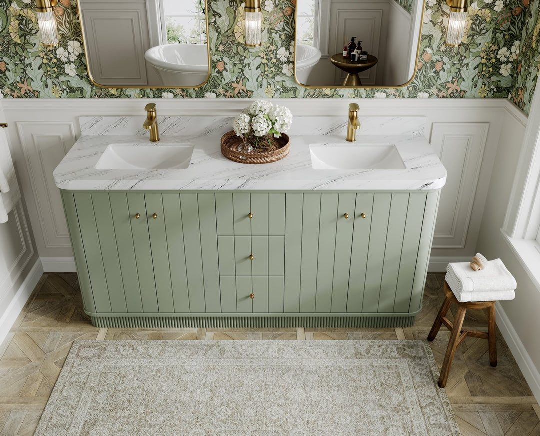 Houston 72 in. W x 22 in. D Free Standing Curved Edge Double Sink Bathroom Vanity - Willow Bath and Vanity