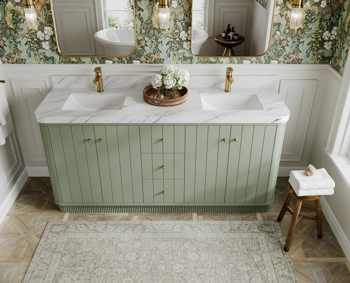 Houston 72 in. W x 22 in. D Free Standing Curved Edge Double Sink Bathroom Vanity - Willow Bath and Vanity