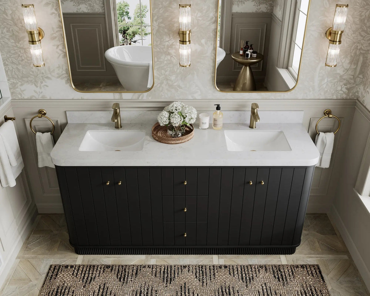 Houston 72 in. W x 22 in. D Free Standing Curved Edge Double Sink Bathroom Vanity - Willow Bath and Vanity